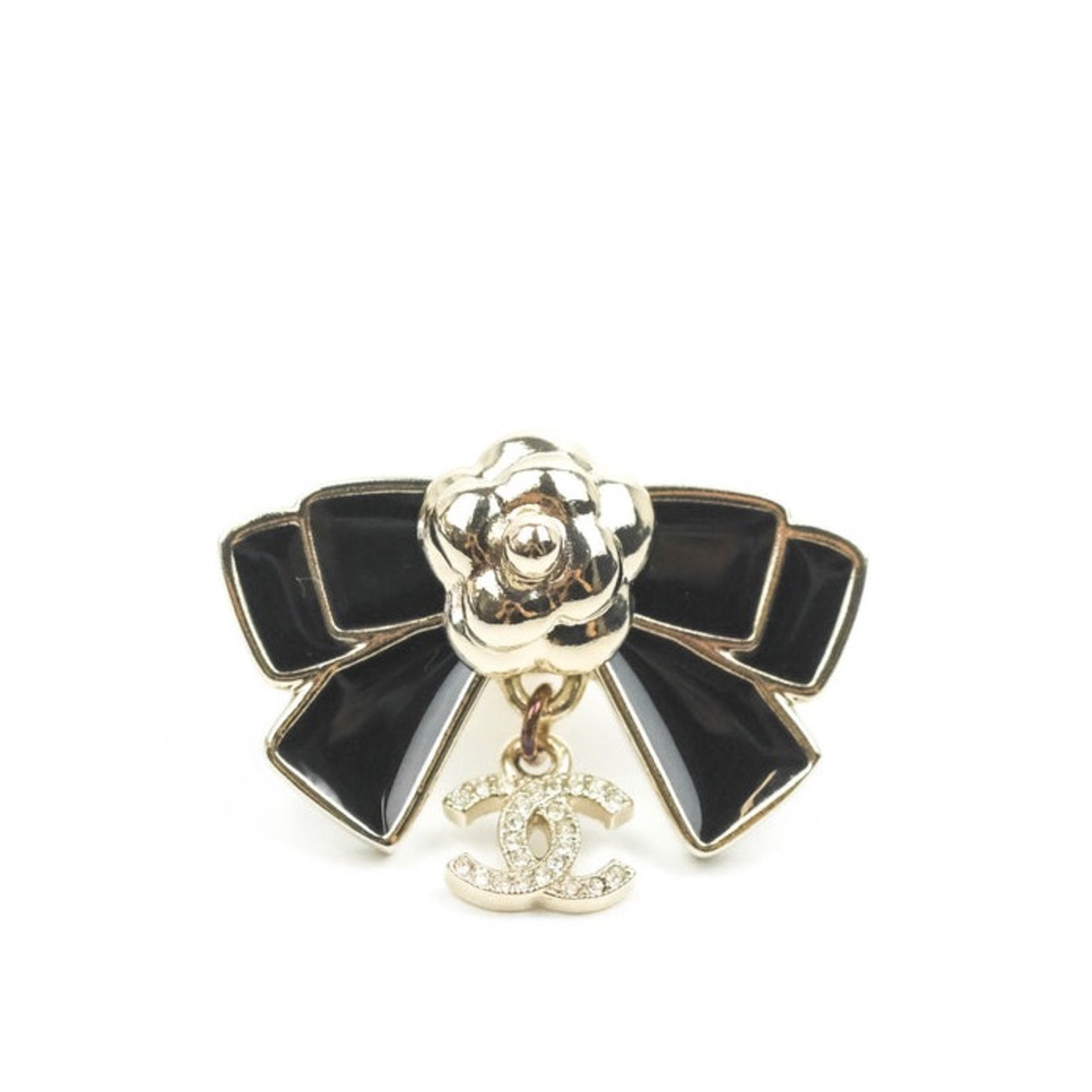 Chanel Camellia Bow Black Pin Brooch 21C - Picture 2 of 3